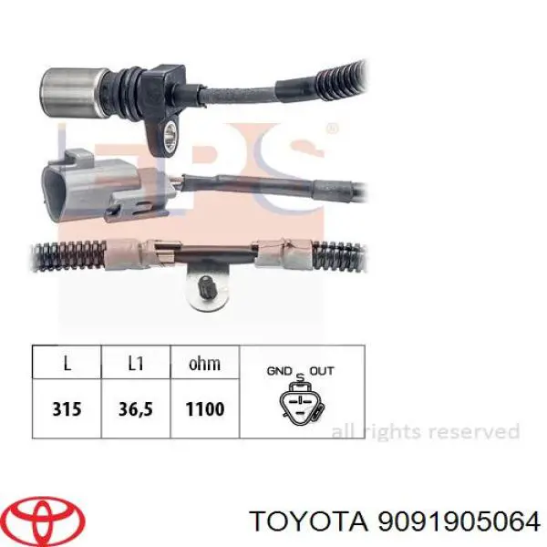 9091905064 Toyota sensor de cigüeñal