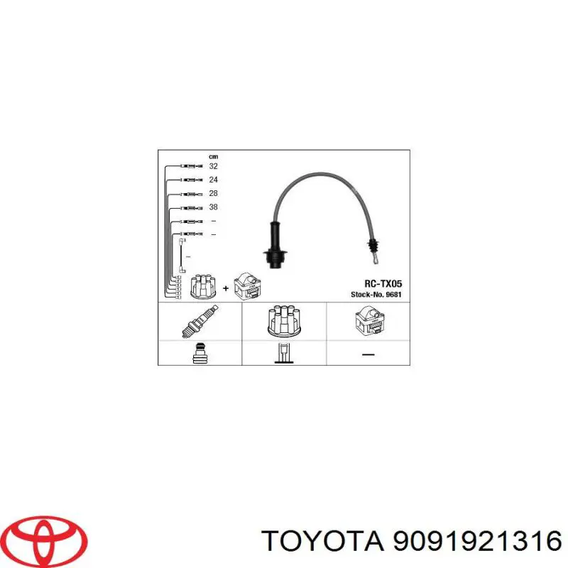 9091921316 Toyota cables de bujías
