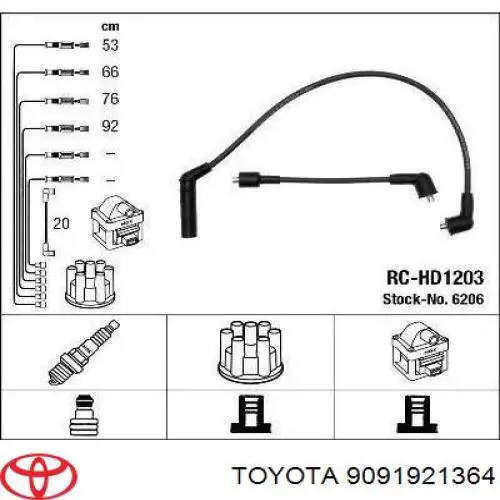 Cables de bujías 9091921364 Toyota