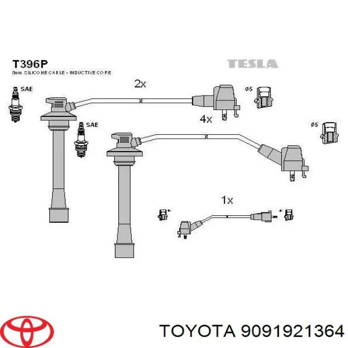 9091921364 Toyota Cables de alta tensión, juego