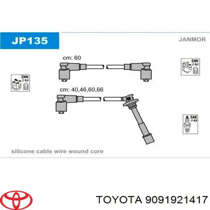 9091921565 Toyota cables de bujías