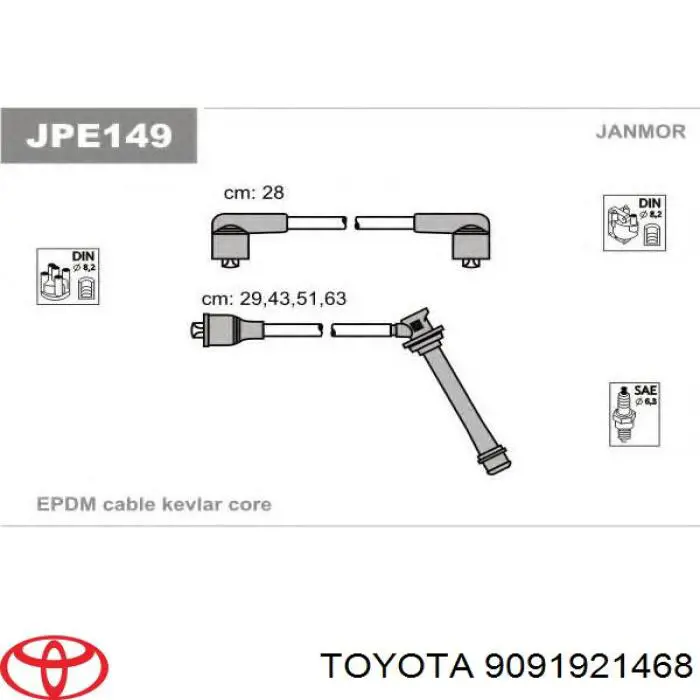 9091921468 Toyota juego de cables de encendido