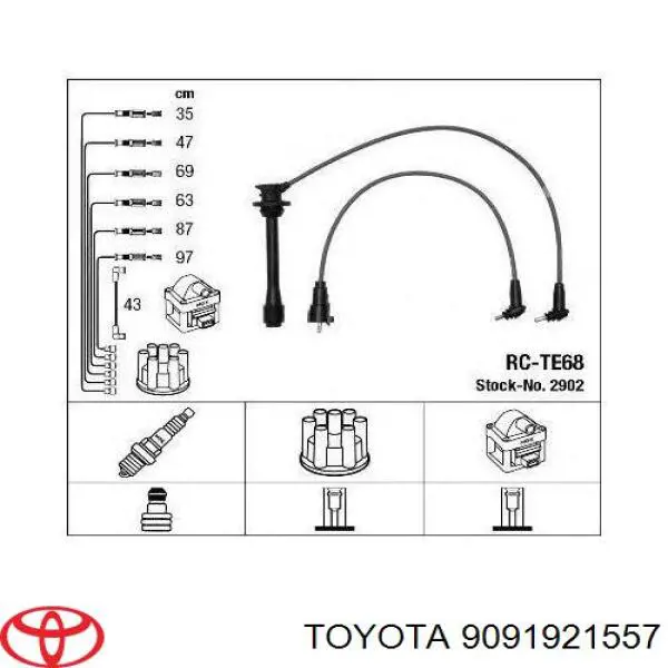 Juego de cables de bujias Toyota 9091921557 precio, desde 64,75 EUR