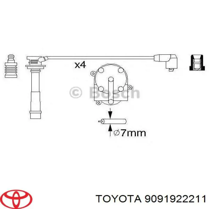 9091922211 Toyota cables de bujías