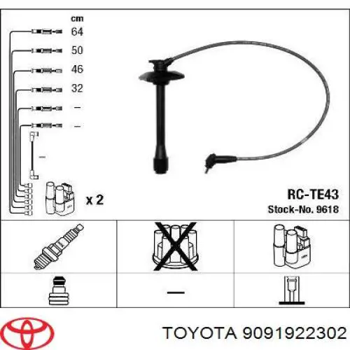 9091922302 Toyota cables de bujías