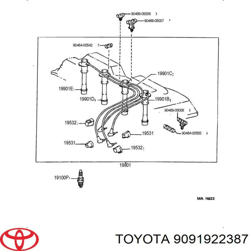 9091922387 Toyota cables de bujías