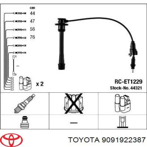 Juego de cables de bujias Toyota 9091922387 precio, desde 34,59 EUR