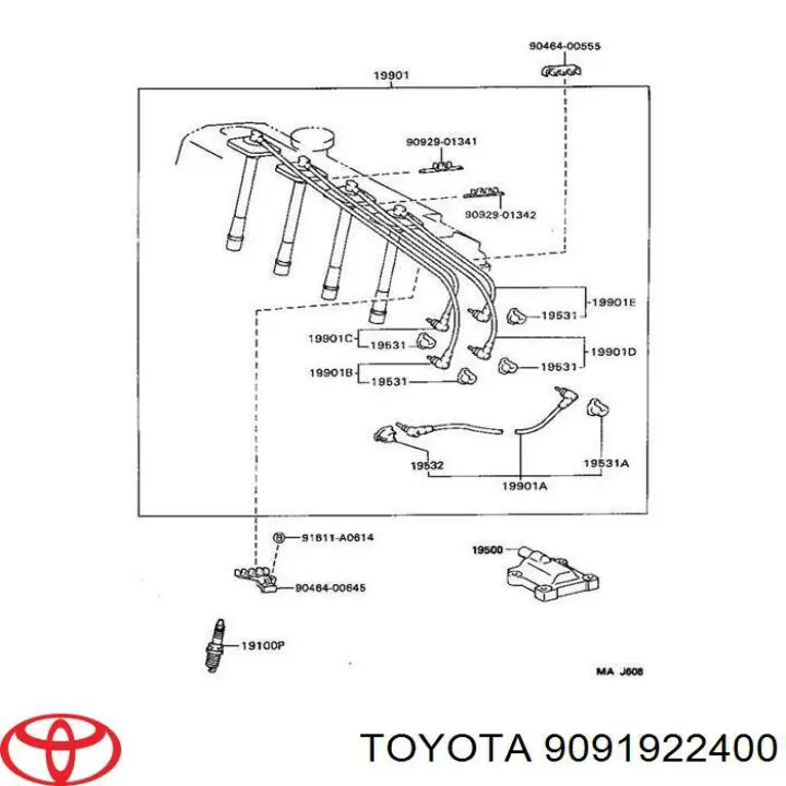 9091922400 Toyota cables de bujías