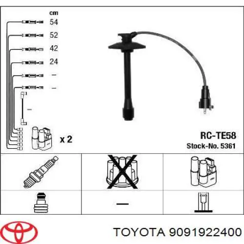 Comprar 9091922400 Toyota Cable de bujía