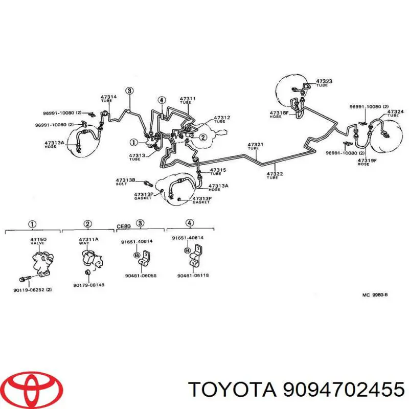 9094702455 Toyota tubo flexible de frenos delantero izquierdo