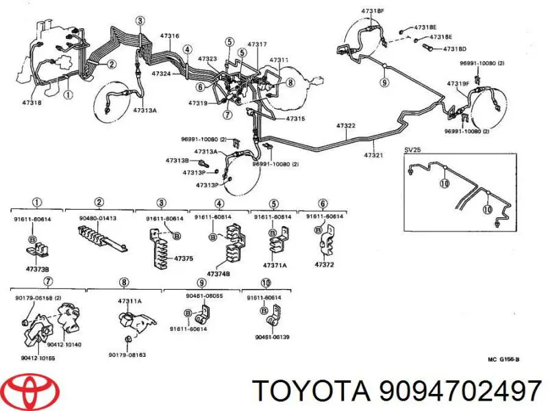 Tubo liquido de freno trasero para Toyota Camry (V2)