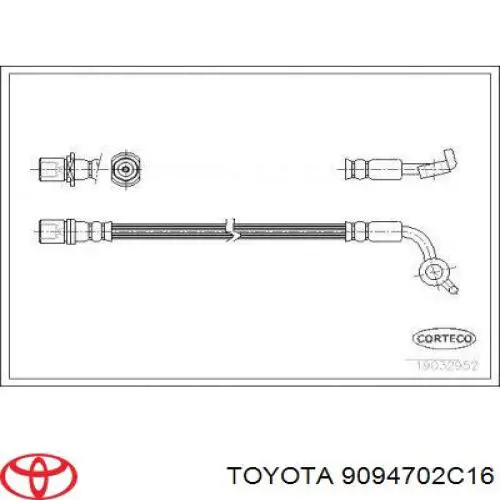 9094702C16 Toyota latiguillos de freno delantero izquierdo
