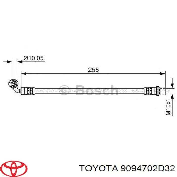 9094702D32 Toyota tubo flexible de frenos trasero izquierdo