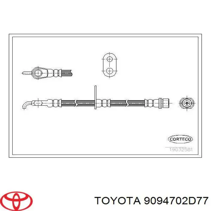 9094702D77 Toyota tubo flexible de frenos delantero izquierdo