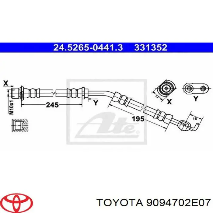 9094702E07 Toyota latiguillo de freno delantero