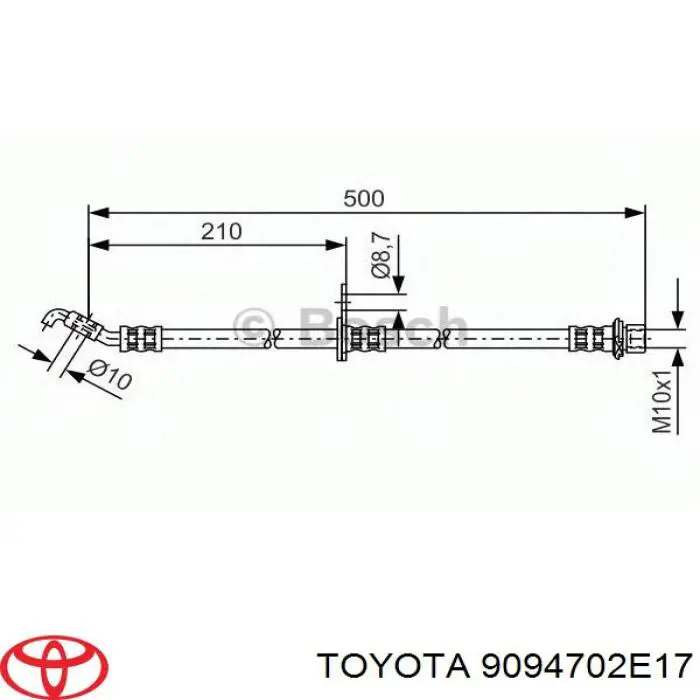 9094702E17 Toyota latiguillo de freno trasero izquierdo