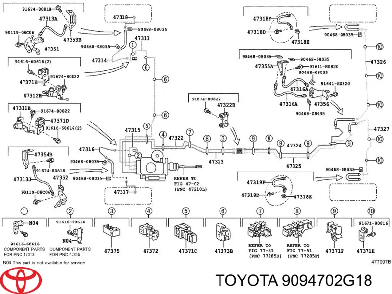 9094702G18 Toyota tubo flexible de frenos trasero