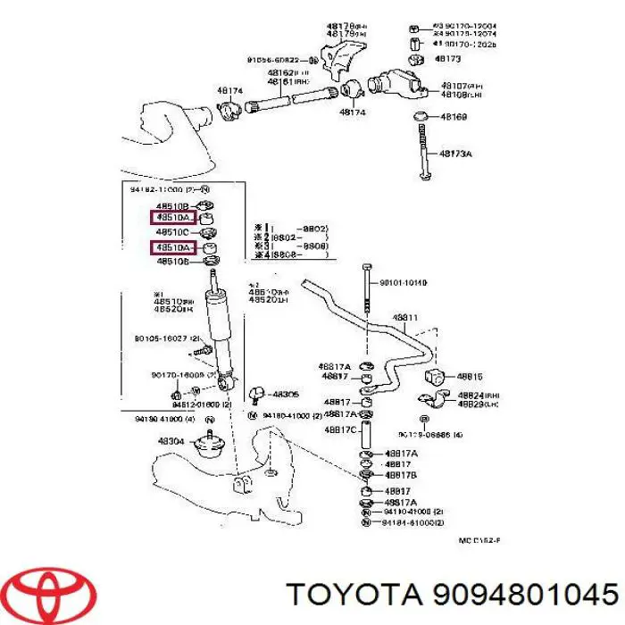 Comprar 9094801045 Toyota Buje de vástago de amortiguador trasero