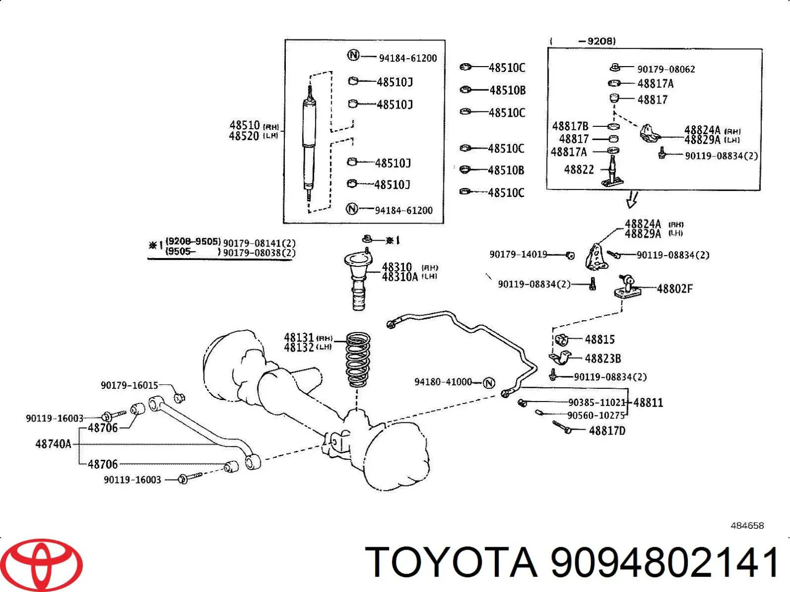 9094802141 Toyota anillo de retención de cojinete, semieje de transmisión trasera