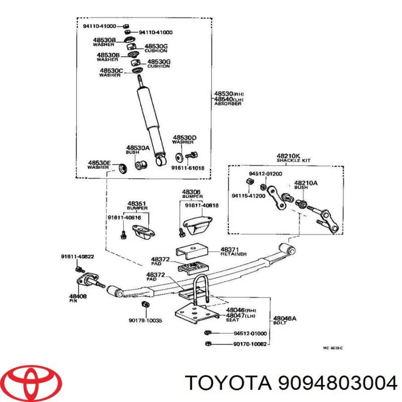 Amortiguador trasero Toyota 9094803004 precio, desde 2,04 EUR