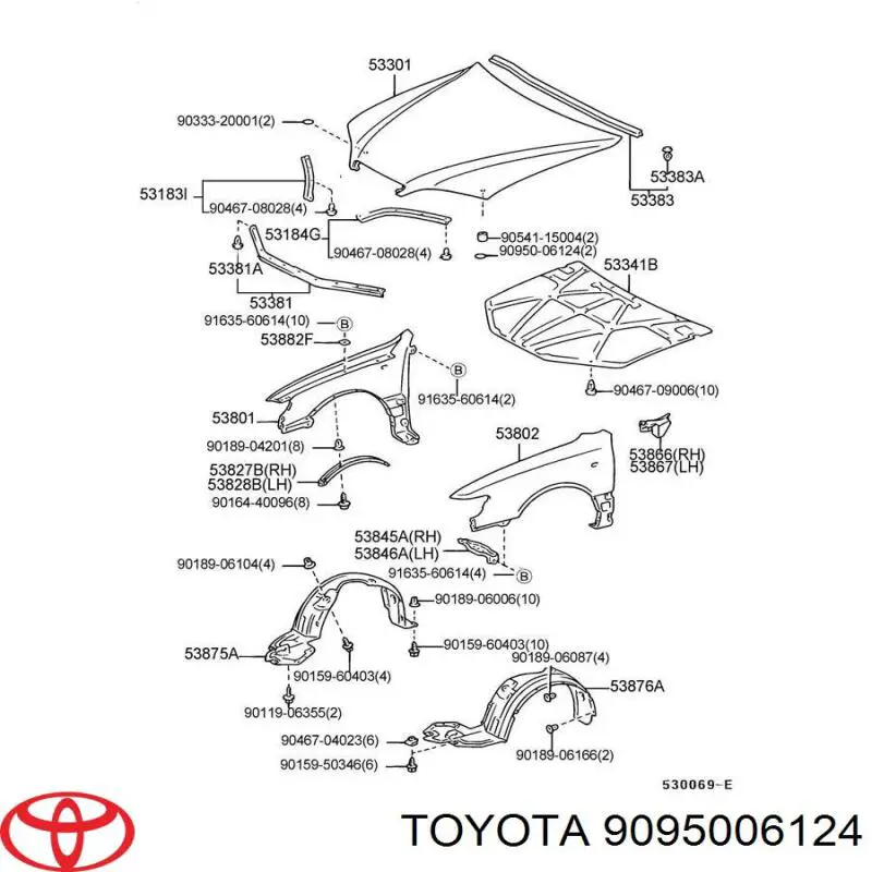 Comprar 9095006124 Toyota Sensor de apertura de capó