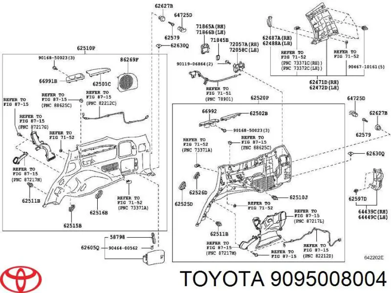 Clips fijación, revestimiento puerta para Toyota Auris (E15)
