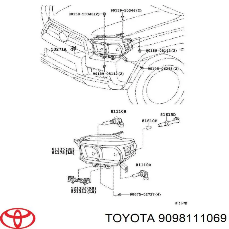 9098111069 Toyota lámpara, luz interior/cabina