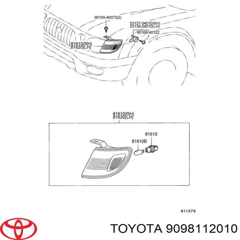 9098112010 Toyota lámpara, luz interior/cabina