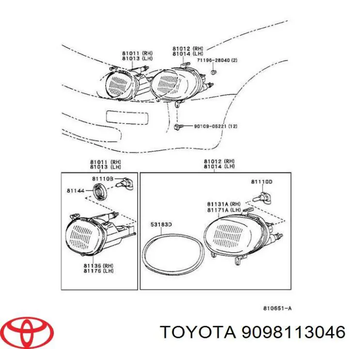 Lámpara halógena Toyota 9098113046 precio, desde 6,97 EUR