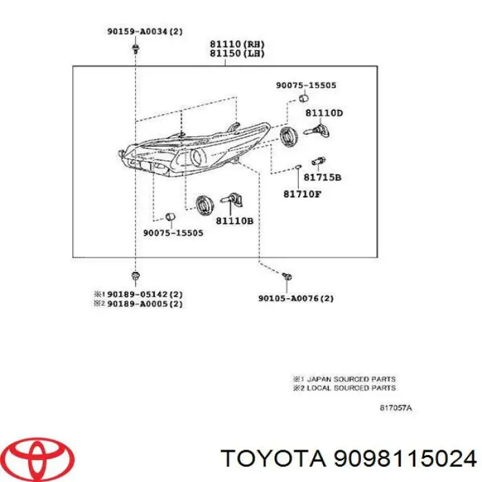 Lámpara, luz intermitente para Toyota Venza (AGV1, GGV1)