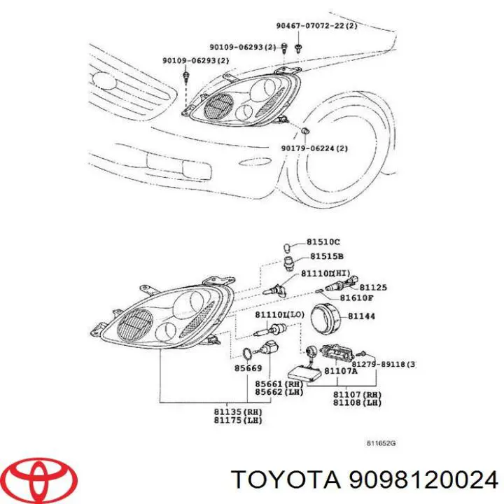 9098120024 Toyota bombilla de xenon