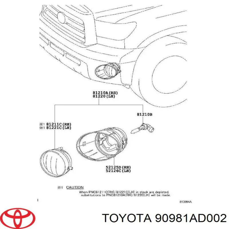 90981AD002 Toyota lámpara, faro antiniebla