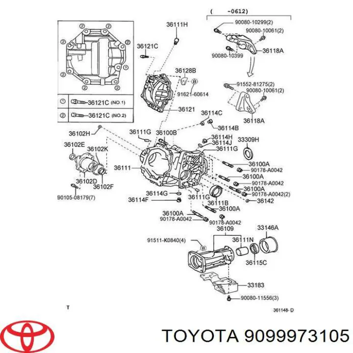 Comprar 9099973105 Toyota Buje separador del rodamiento trasero de la caja de cambios