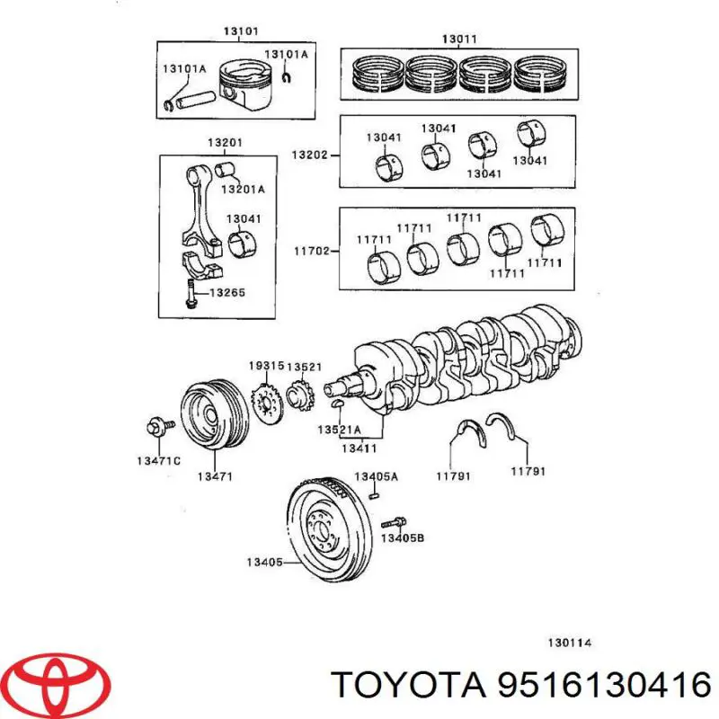 9516130416 Toyota llave para cigueñal