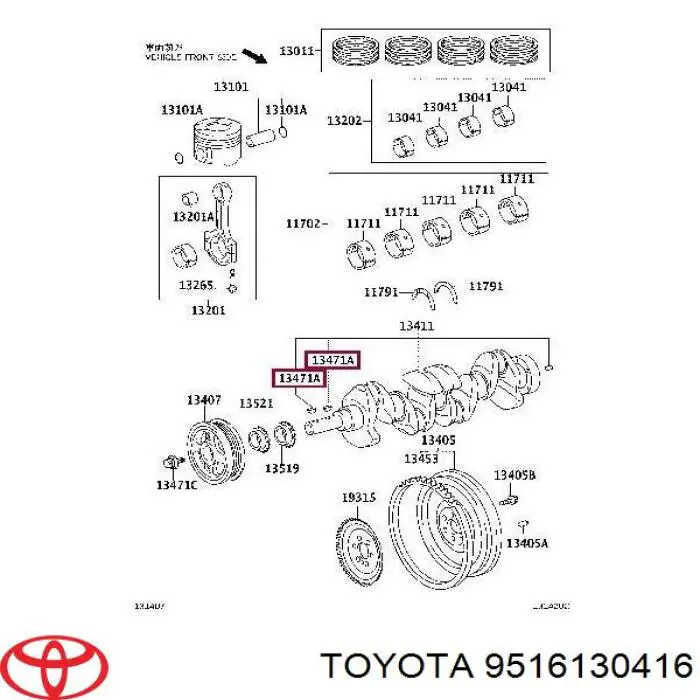 Chaveta de cigüeñal Toyota 9516130416 precio, desde 2,53 EUR