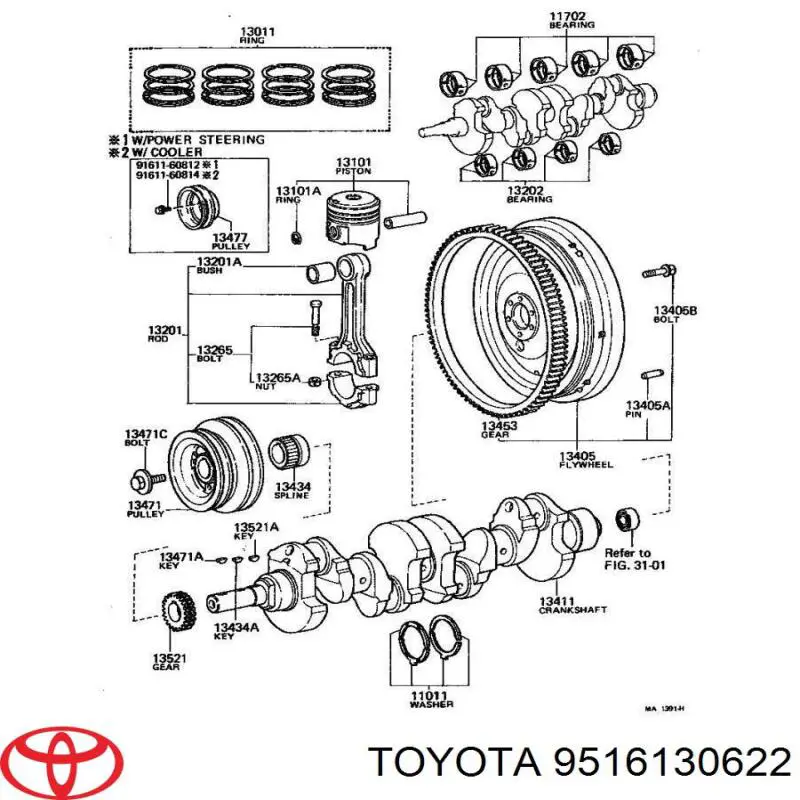 9516120622 Toyota llave para cigueñal