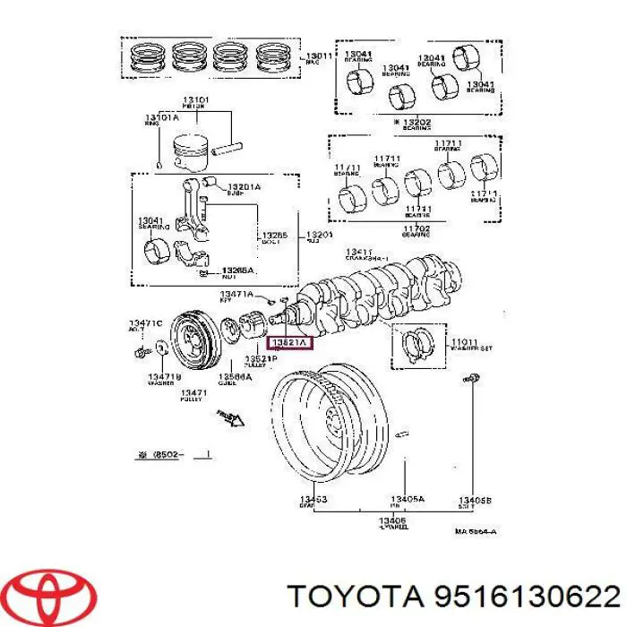 Chaveta de cigüeñal Toyota 9516130622 precio, desde 2,43 EUR