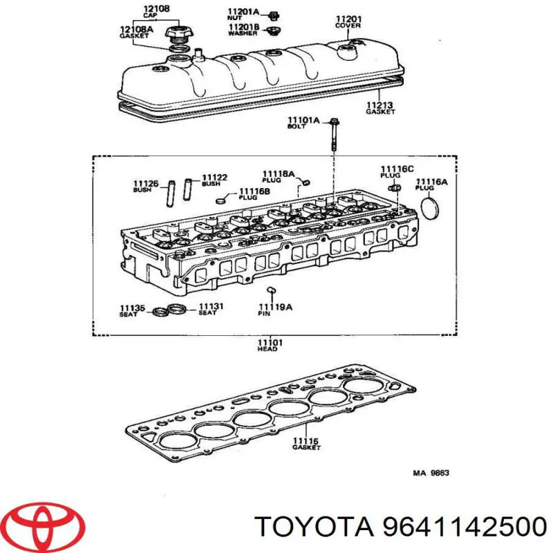 Tapa de cilindro Toyota 9641142500 precio, desde 5,27 EUR