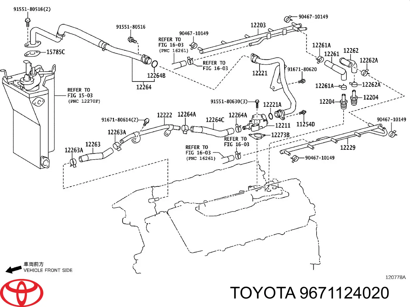 9671124020 Toyota junta tórica para sensor de velocidad de la caja de cambios