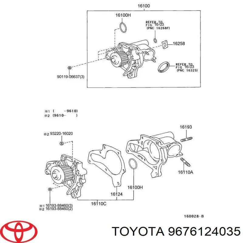 Junta, bomba de agua para Toyota Carina (T19)