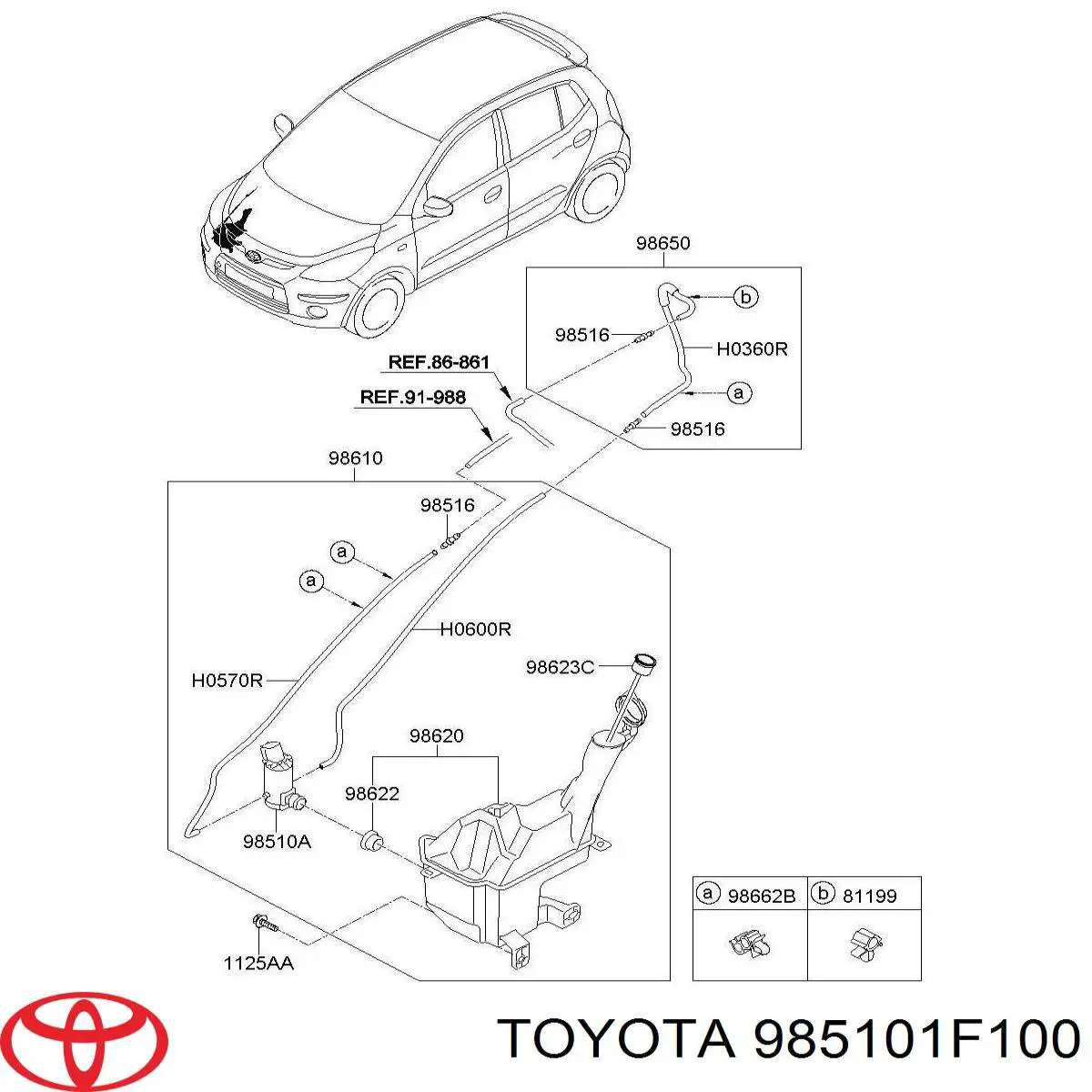 985101F100 Toyota bomba de limpiaparabrisas delantera