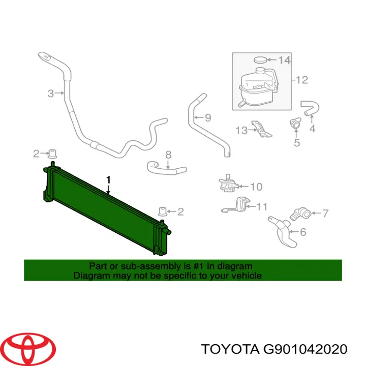 G901042020 Toyota radiador refrigeración del motor