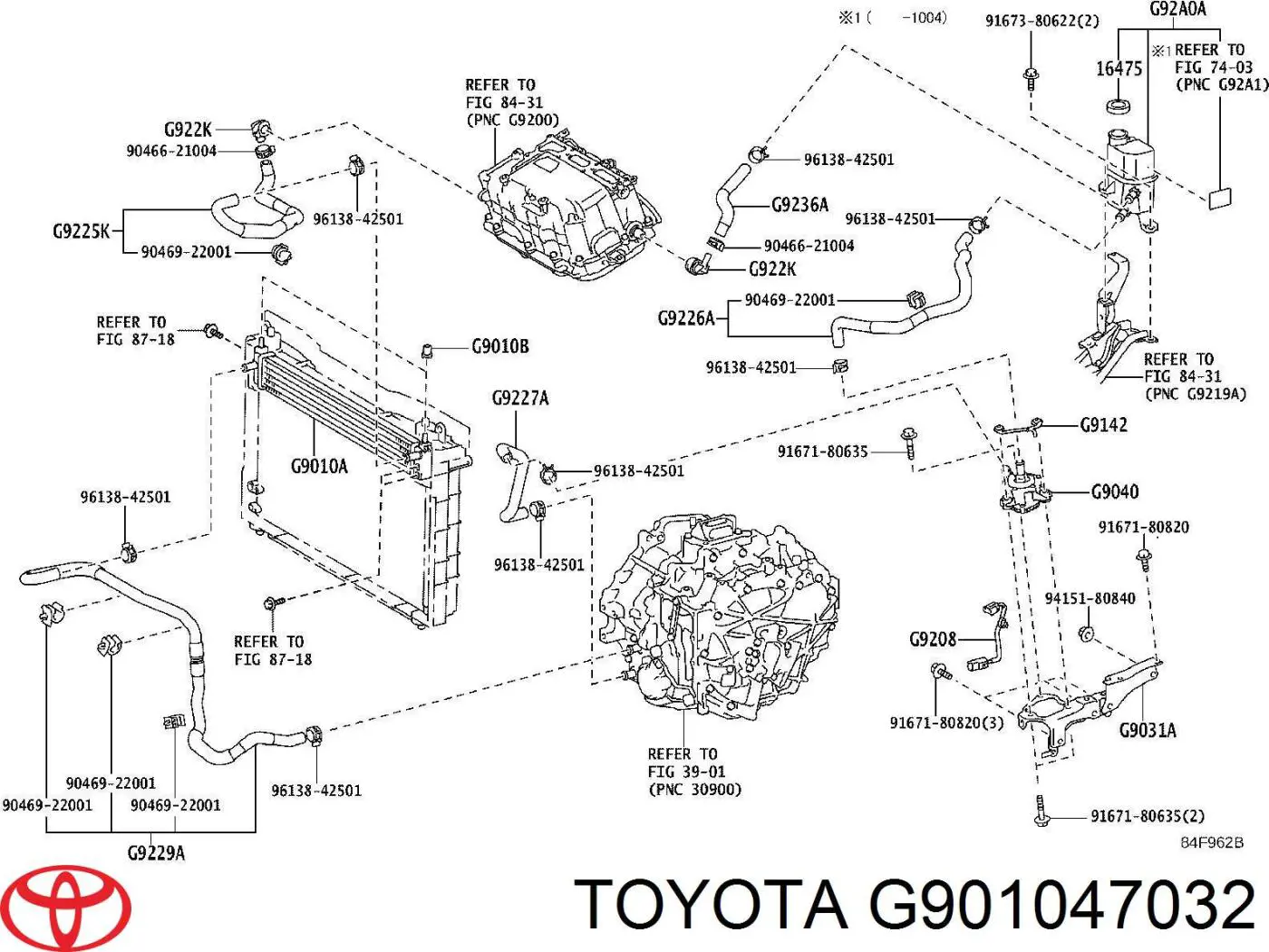 G901047032 Toyota radiador, refrigeración del motor adicional