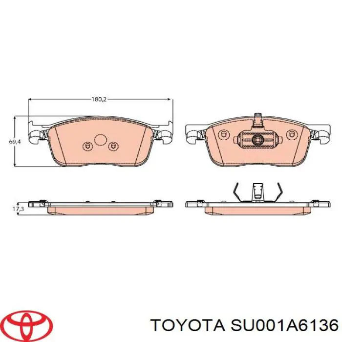 SU001A6136 Toyota pastillas de freno traseras
