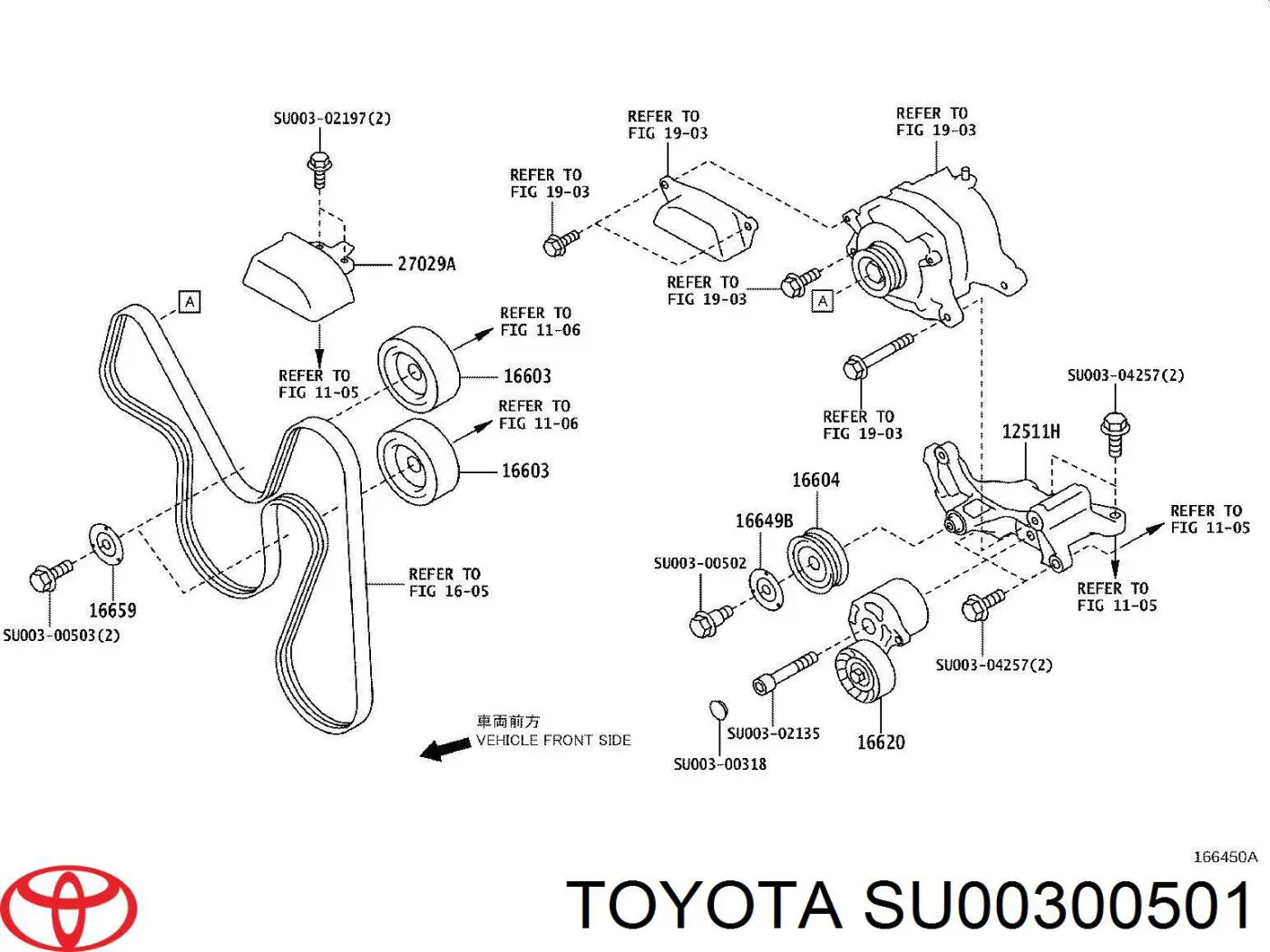 SU00300501 Toyota tensor de correa, correa poli v