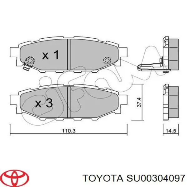 SU00304097 Toyota pastillas de freno traseras