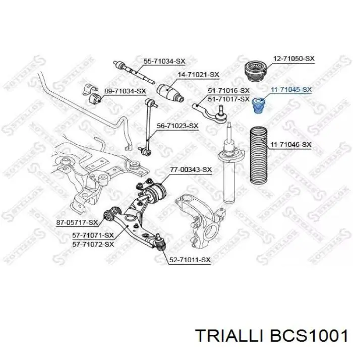 BCS1001 Trialli almohadilla de tope, suspensión delantera