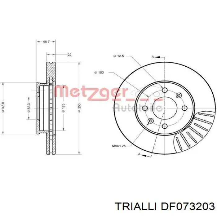 Disco de freno DF073203 Trialli