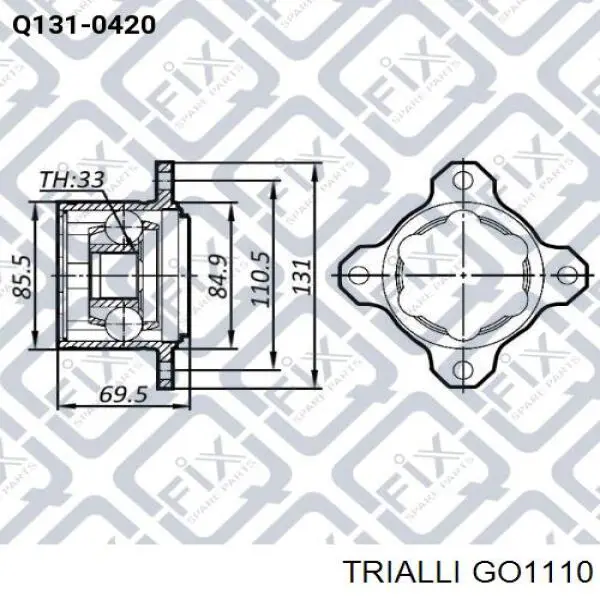 GO 1110 Trialli junta homocinética interior delantera derecha