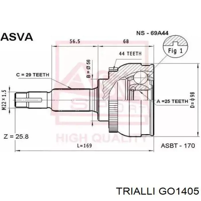 GO1405 Trialli junta homocinética exterior delantera